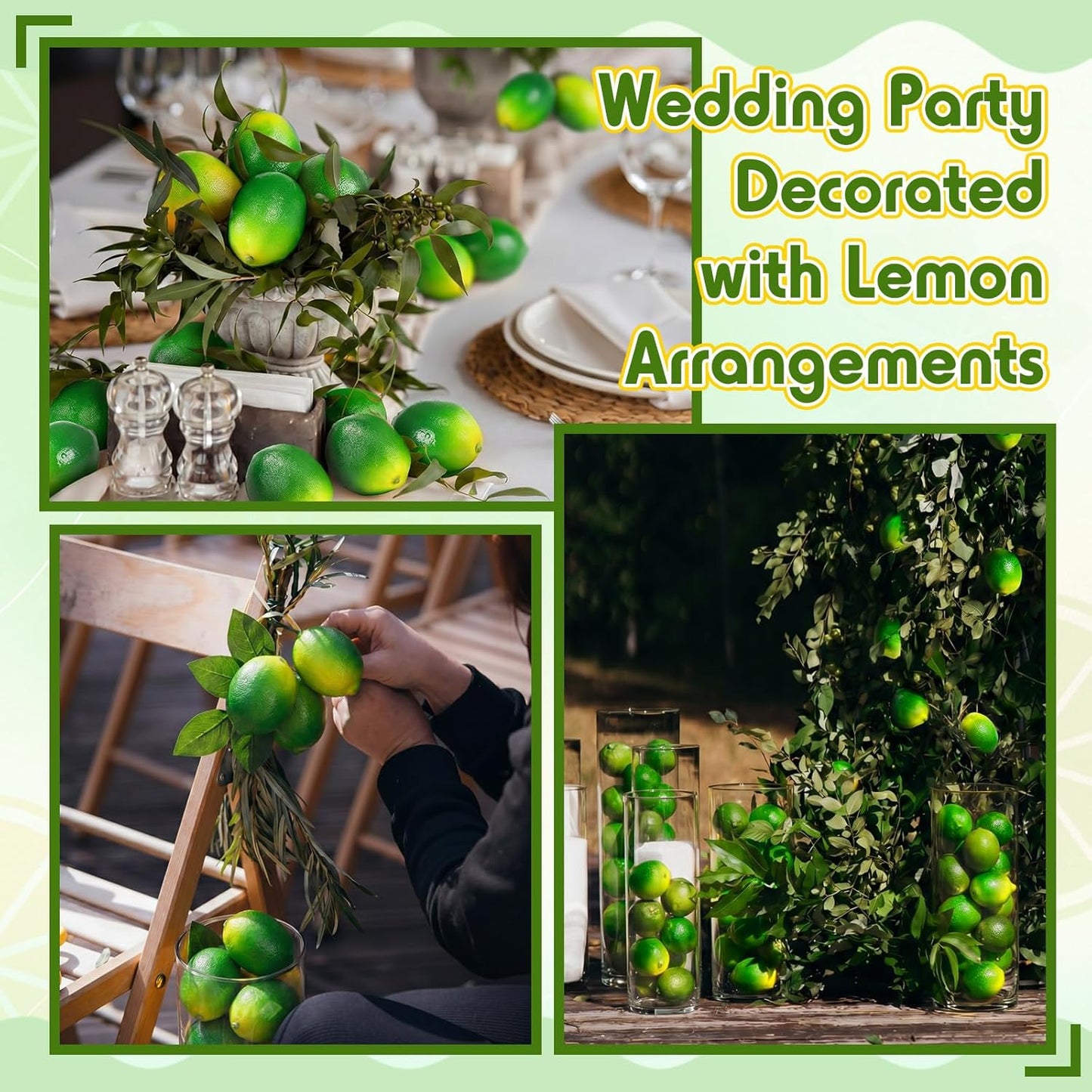 24 Pcs Fake Lemons 3.5 Inch and 2.8 Inch Yellow Artificial Lemons, 24 Pcs Faux Lemon Leaves Lifelike Simulation Fake Lemon Decor for Home Kitchen Table Cabinet Holiday Party Photography Props