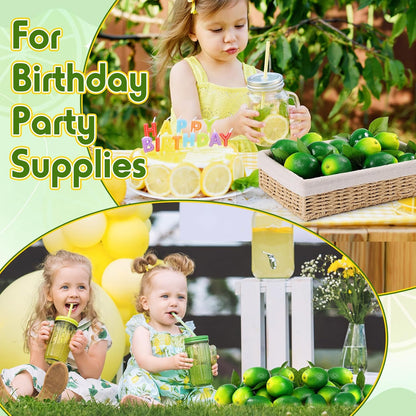 24 Pcs Fake Lemons 3.5 Inch and 2.8 Inch Yellow Artificial Lemons, 24 Pcs Faux Lemon Leaves Lifelike Simulation Fake Lemon Decor for Home Kitchen Table Cabinet Holiday Party Photography Props