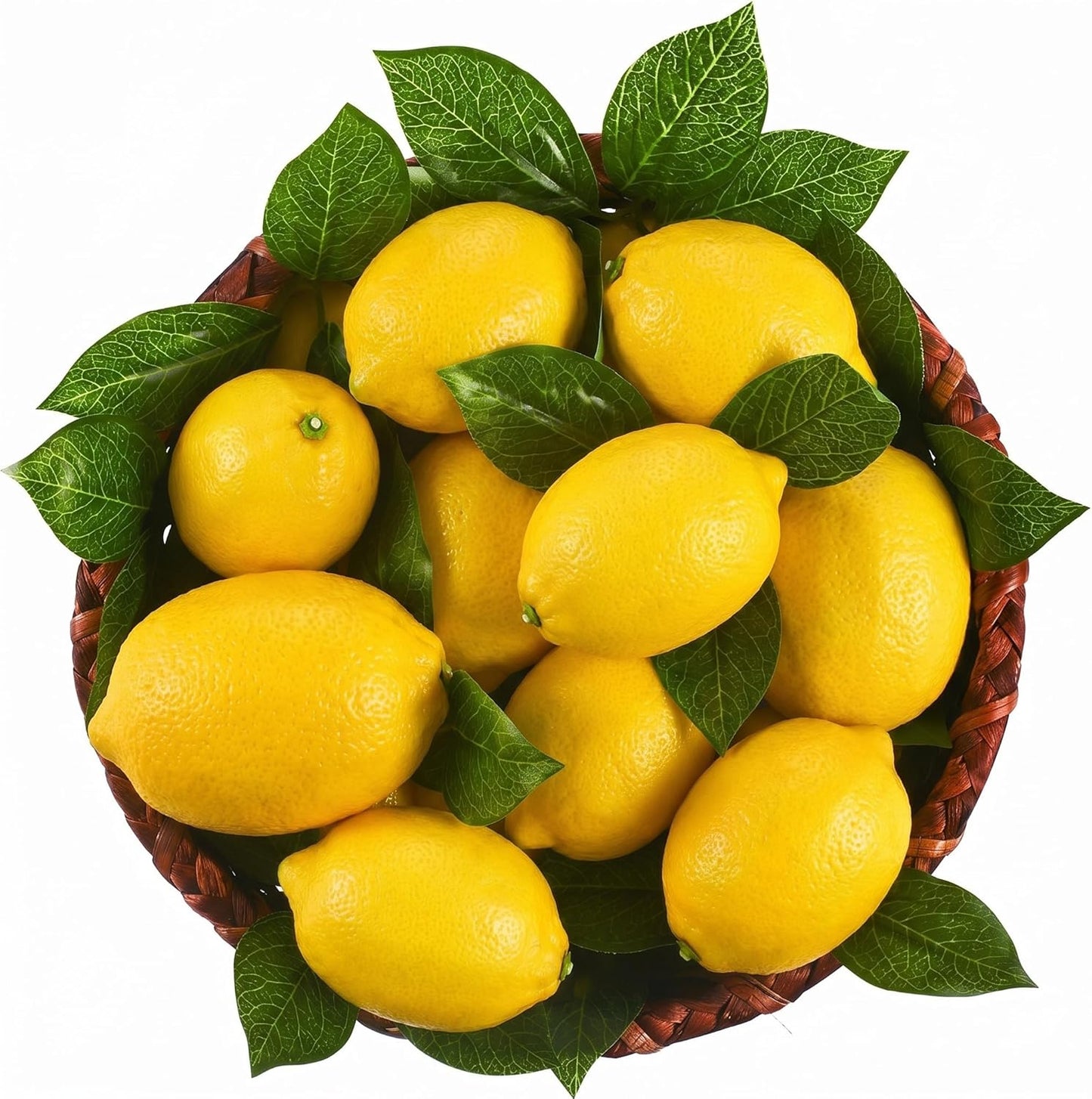 24 Pcs Fake Lemons 3.5 Inch and 2.8 Inch Yellow Artificial Lemons, 24 Pcs Faux Lemon Leaves Lifelike Simulation Fake Lemon Decor for Home Kitchen Table Cabinet Holiday Party Photography Props