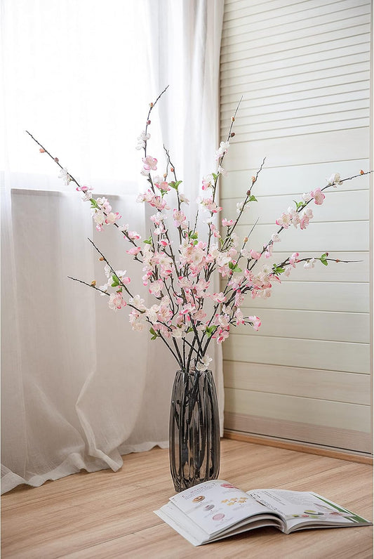 HyeFlora 3PCS Artificial Magnolia Flowers Stems for Spring Decoration, Faux Champagne Magnolia Branches with Buds, 34.5" Long Stems Floral Arrangement for Vase Pot Table Centerpiece Indoor Decor