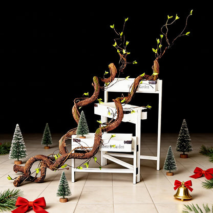 63" Realistic Ivy Wood Vine Garland with Leaf Wall Hanging Decor | Bendable Artificial Tree Twigs Cane Branches Fake Plants Trunk for Home Wedding Garden Mantel Halloween Moss Craft Decoration