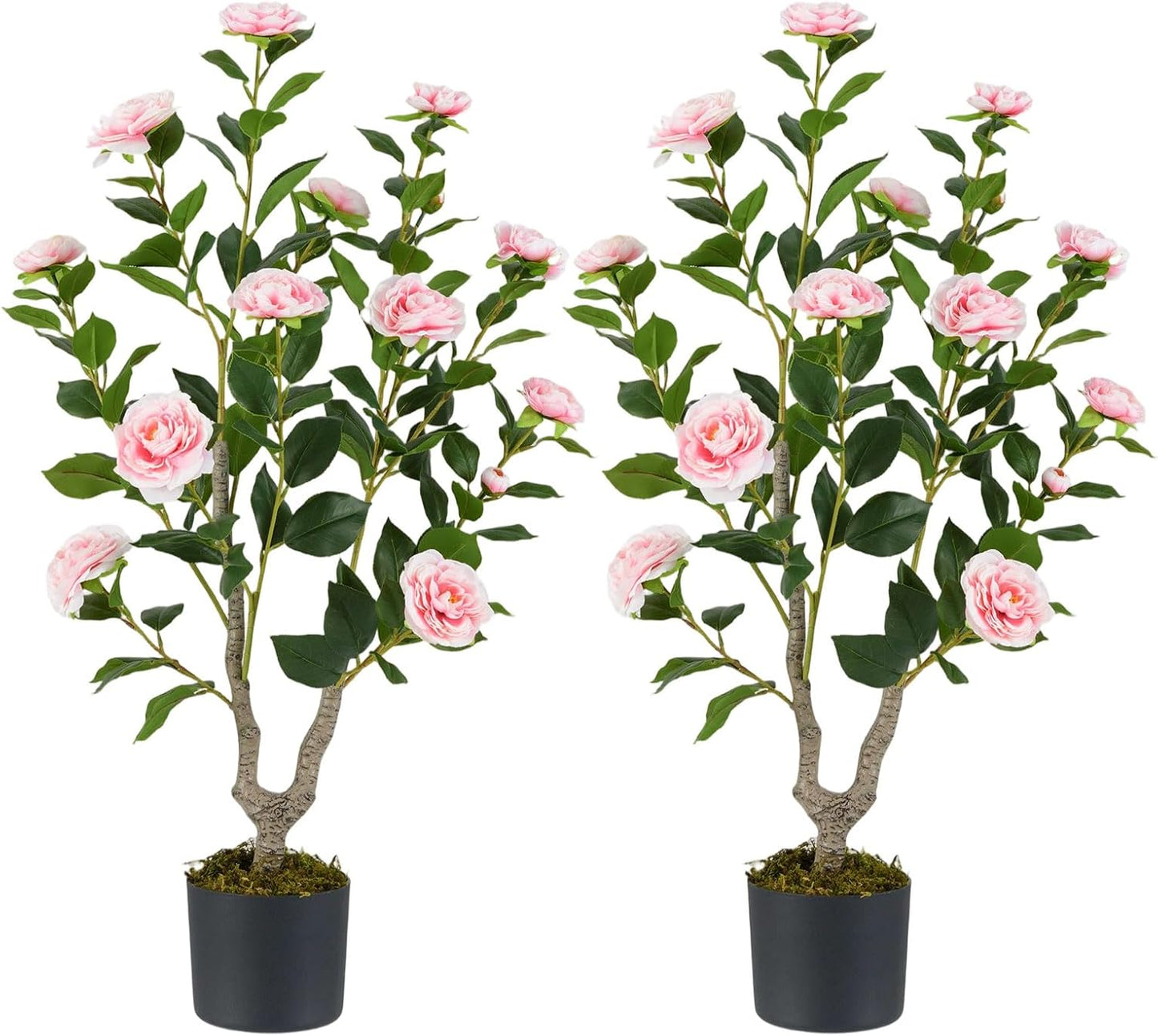 40 inches Artificial Camellia Tree with Fake Flowers for Indoor Outdoor Décor