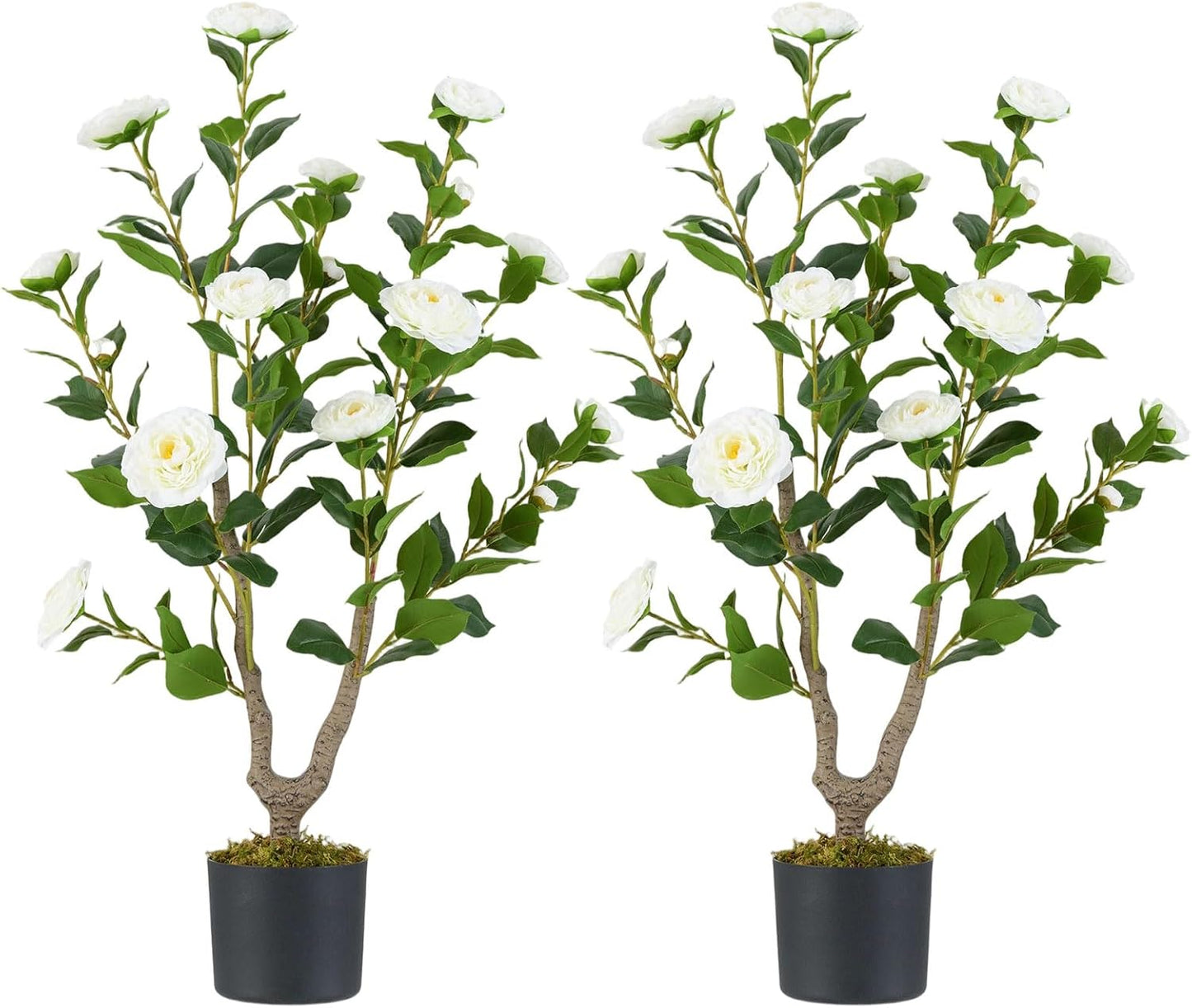 40 inches Artificial Camellia Tree with Fake Flowers for Indoor Outdoor Décor