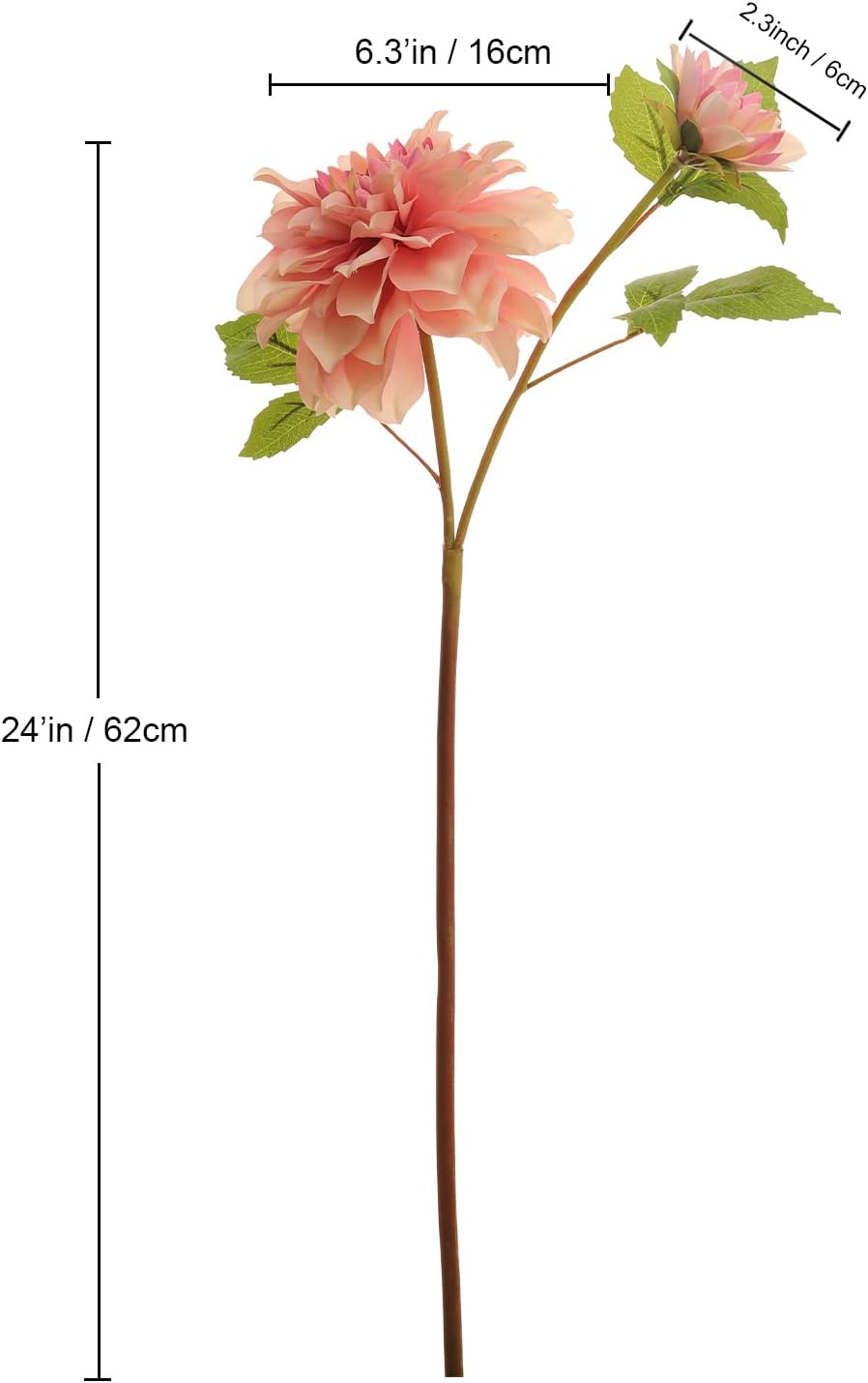 Silk Dahlia Artificial Flowers 24 Inch Long Stem - 5 Pack Fake Flowers for Wedding Bouquets,Home Decor,Fake Fall Flowers Decor,Table Arrangements-Faux Dahlia Floral (Pink1)