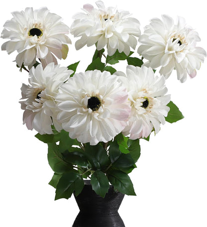 Silk Dahlia Artificial Flowers 24 Inch Long Stem - 5 Pack Fake Flowers for Wedding Bouquets,Home Decor,Fake Fall Flowers Decor,Table Arrangements-Faux Dahlia Floral (Pink1)