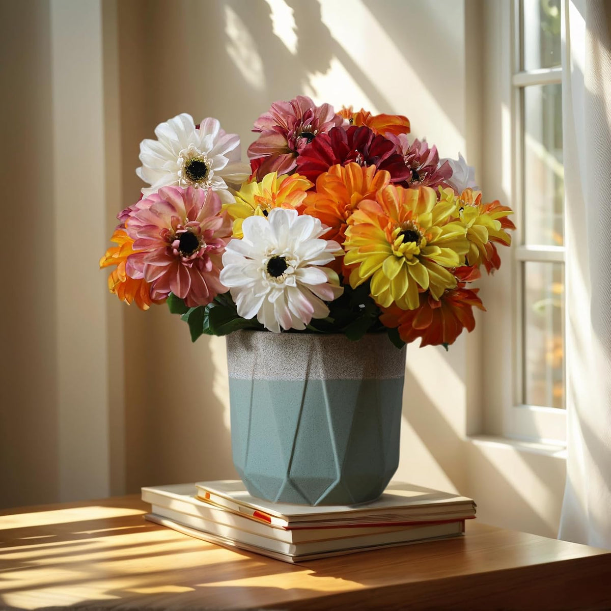 Silk Dahlia Artificial Flowers 24 Inch Long Stem - 5 Pack Fake Flowers for Wedding Bouquets,Home Decor,Fake Fall Flowers Decor,Table Arrangements-Faux Dahlia Floral (Pink1)