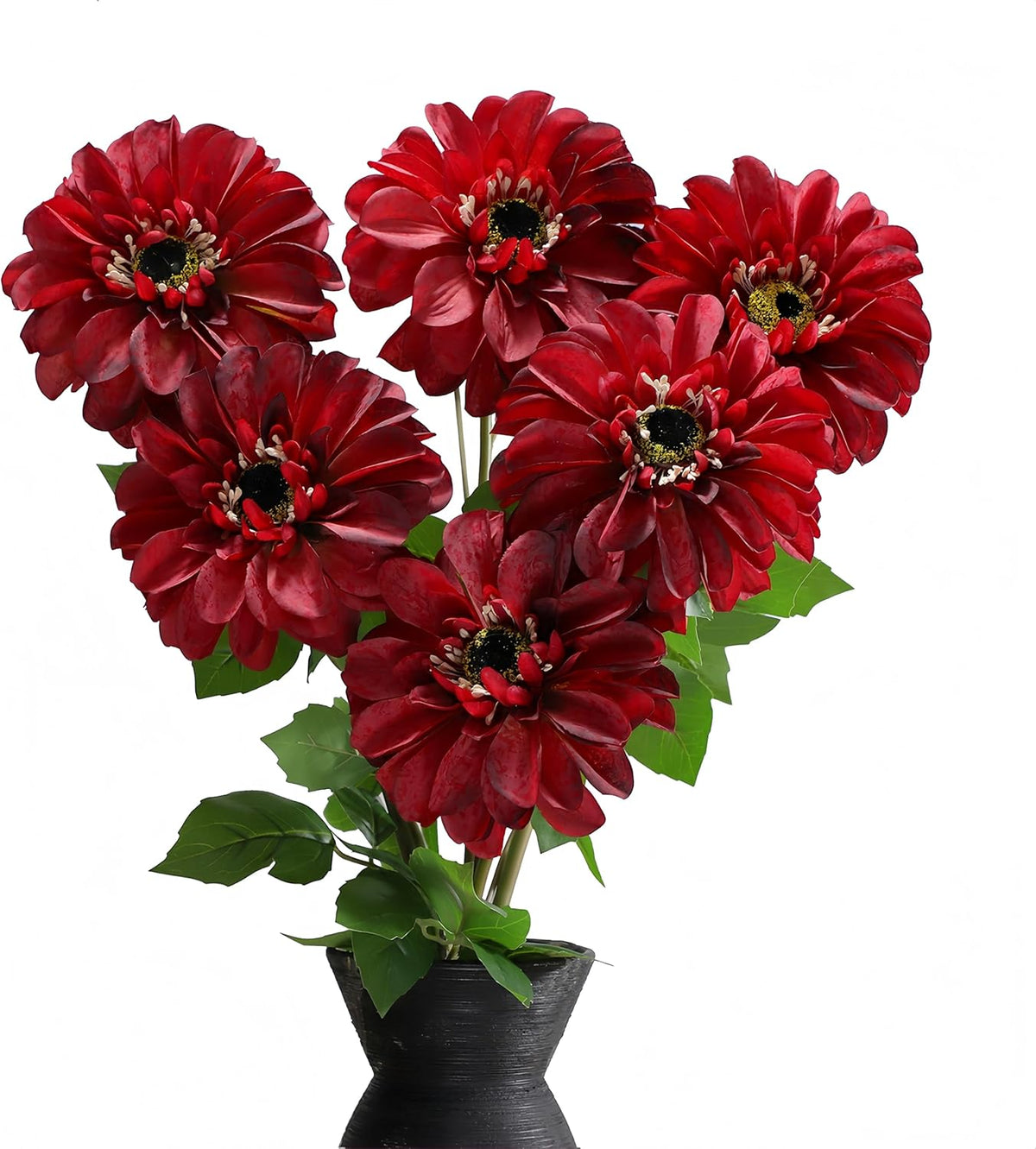 Silk Dahlia Artificial Flowers 24 Inch Long Stem - 5 Pack Fake Flowers for Wedding Bouquets,Home Decor,Fake Fall Flowers Decor,Table Arrangements-Faux Dahlia Floral (Pink1)