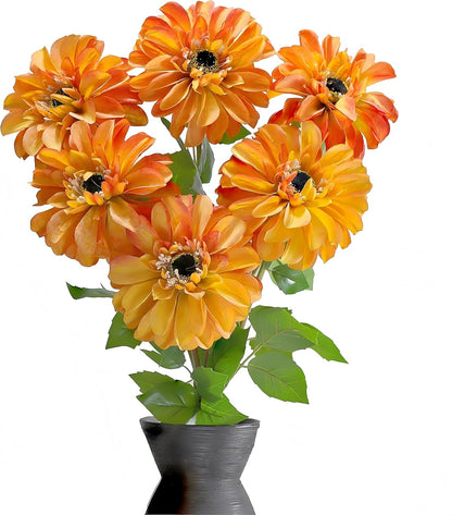 Silk Dahlia Artificial Flowers 24 Inch Long Stem - 5 Pack Fake Flowers for Wedding Bouquets,Home Decor,Fake Fall Flowers Decor,Table Arrangements-Faux Dahlia Floral (Pink1)