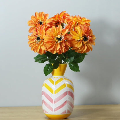Silk Dahlia Artificial Flowers 24 Inch Long Stem - 5 Pack Fake Flowers for Wedding Bouquets,Home Decor,Fake Fall Flowers Decor,Table Arrangements-Faux Dahlia Floral (Pink1)