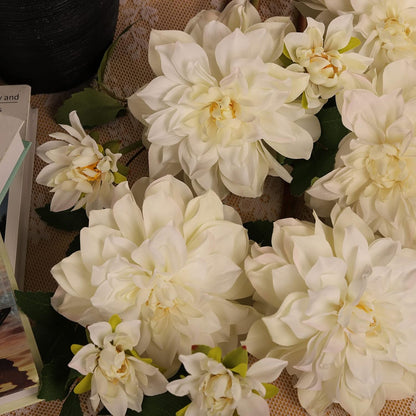 Silk Dahlia Artificial Flowers 24 Inch Long Stem - 5 Pack Fake Flowers for Wedding Bouquets,Home Decor,Fake Fall Flowers Decor,Table Arrangements-Faux Dahlia Floral (Pink1)