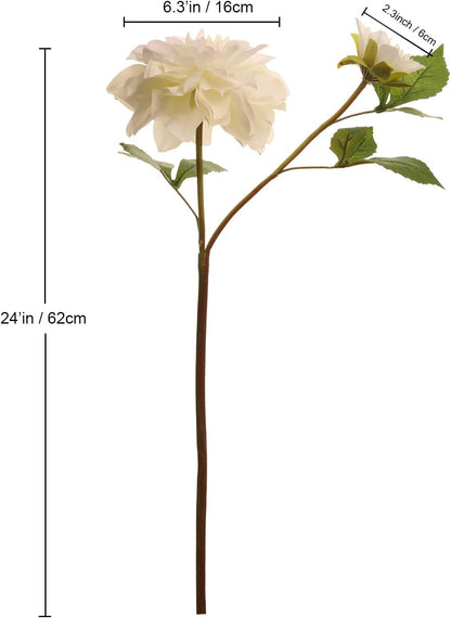 Silk Dahlia Artificial Flowers 24 Inch Long Stem - 5 Pack Fake Flowers for Wedding Bouquets,Home Decor,Fake Fall Flowers Decor,Table Arrangements-Faux Dahlia Floral (Pink1)