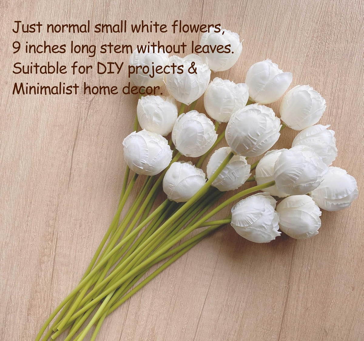 16PCS White Ranunculus Artificial Flowers，Small Fake White Foral