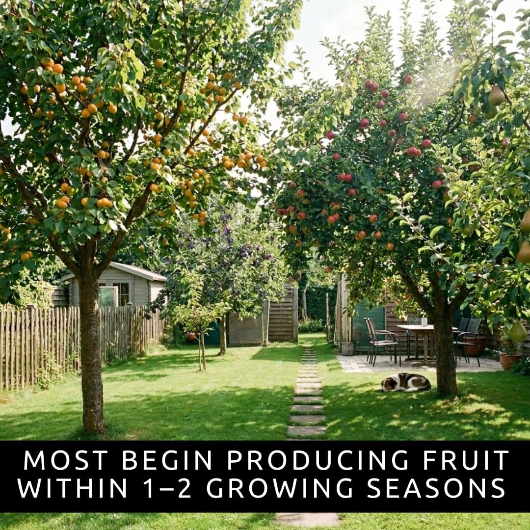 Fruit Orchard Bundle - 8 Live Bare Root Fruit Trees | Apricot, Apple, Plum & Pear Tree Bundle |2 of Each Variety | Dormant Fruit Tree Saplings for Backyard Orchards & Homesteads