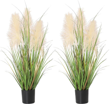 3ft Artificial Pampas Cattail Reed Grass Potted,35in Boho Fake Onion Grass Plant Indoor Outdoor,Home Garden Office Wedding Decor, Faux Greenery Housewarming Gift