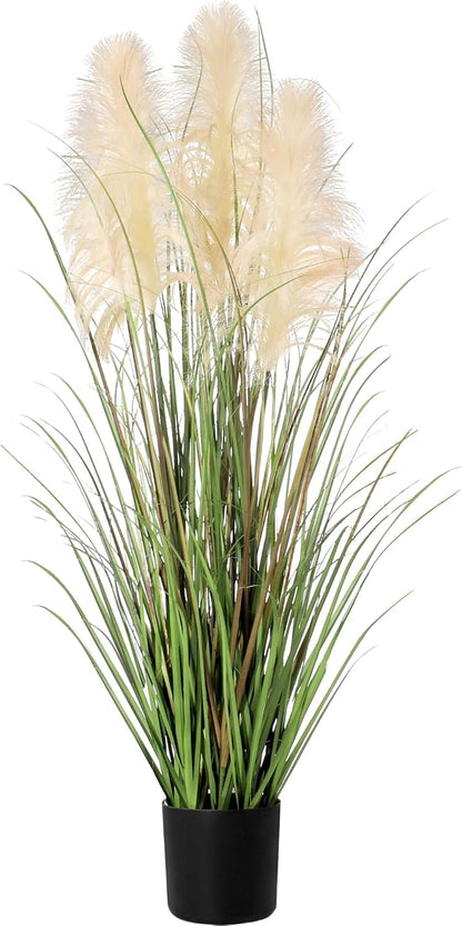 3ft Artificial Pampas Cattail Reed Grass Potted,35in Boho Fake Onion Grass Plant Indoor Outdoor,Home Garden Office Wedding Decor, Faux Greenery Housewarming Gift