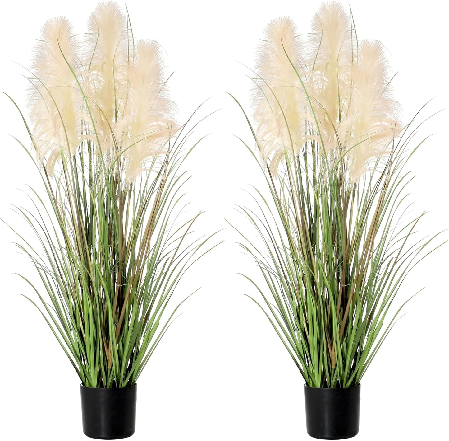3ft Artificial Pampas Cattail Reed Grass Potted,35in Boho Fake Onion Grass Plant Indoor Outdoor,Home Garden Office Wedding Decor, Faux Greenery Housewarming Gift
