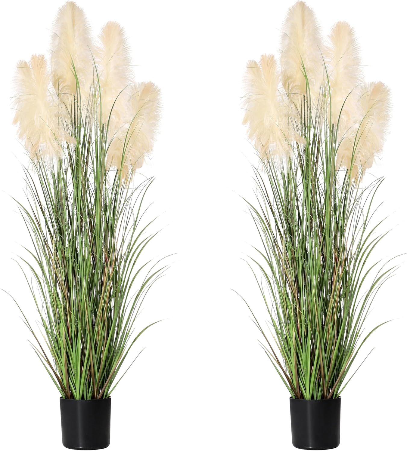 3ft Artificial Pampas Cattail Reed Grass Potted,35in Boho Fake Onion Grass Plant Indoor Outdoor,Home Garden Office Wedding Decor, Faux Greenery Housewarming Gift