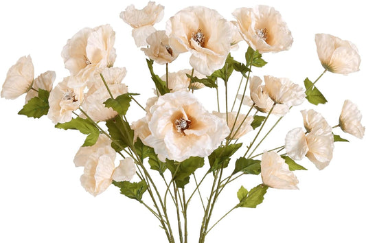 30 Heads 6 PCS Orange Poppy Flowers Artificial Flowers Silk Flowers 32 in Poppy Flowers for Wedding Home Party Table Centerpiece Arrangement Decoration (Orange)