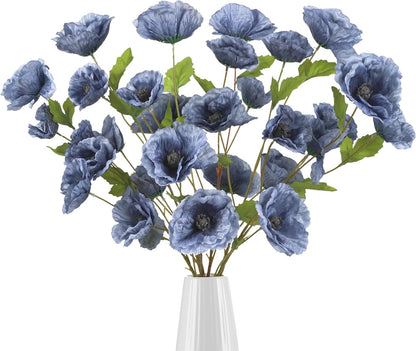 30 Heads 6 PCS Orange Poppy Flowers Artificial Flowers Silk Flowers 32 in Poppy Flowers for Wedding Home Party Table Centerpiece Arrangement Decoration (Orange)