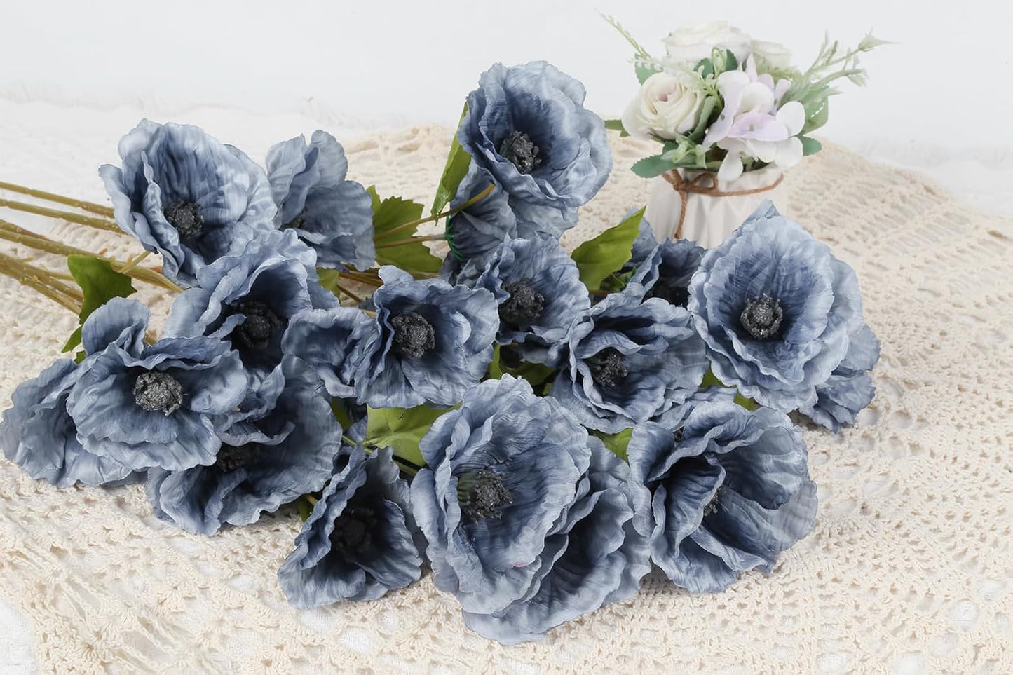 30 Heads 6 PCS Orange Poppy Flowers Artificial Flowers Silk Flowers 32 in Poppy Flowers for Wedding Home Party Table Centerpiece Arrangement Decoration (Orange)