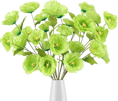 30 Heads 6 PCS Orange Poppy Flowers Artificial Flowers Silk Flowers 32 in Poppy Flowers for Wedding Home Party Table Centerpiece Arrangement Decoration (Orange)