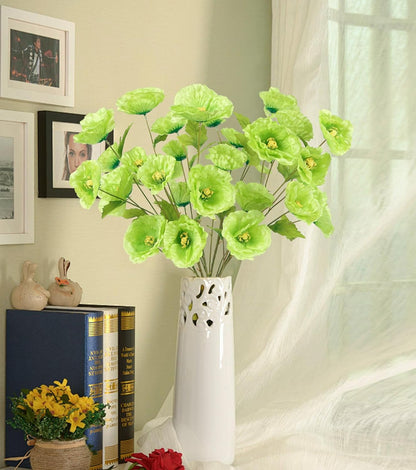 30 Heads 6 PCS Orange Poppy Flowers Artificial Flowers Silk Flowers 32 in Poppy Flowers for Wedding Home Party Table Centerpiece Arrangement Decoration (Orange)