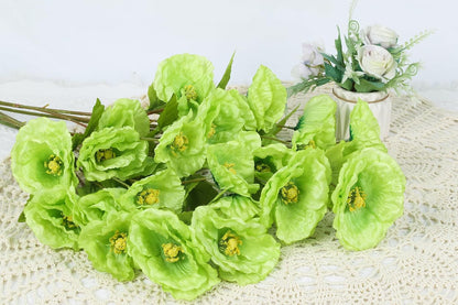 30 Heads 6 PCS Orange Poppy Flowers Artificial Flowers Silk Flowers 32 in Poppy Flowers for Wedding Home Party Table Centerpiece Arrangement Decoration (Orange)
