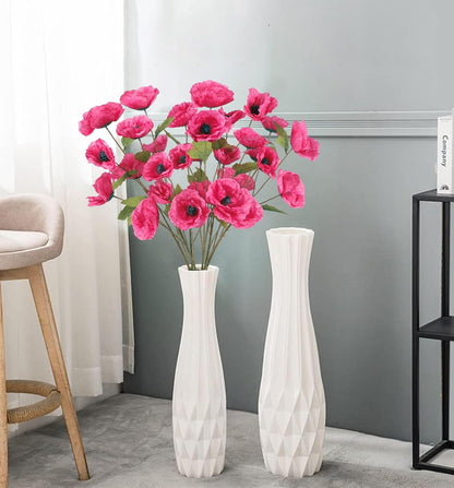30 Heads 6 PCS Orange Poppy Flowers Artificial Flowers Silk Flowers 32 in Poppy Flowers for Wedding Home Party Table Centerpiece Arrangement Decoration (Orange)