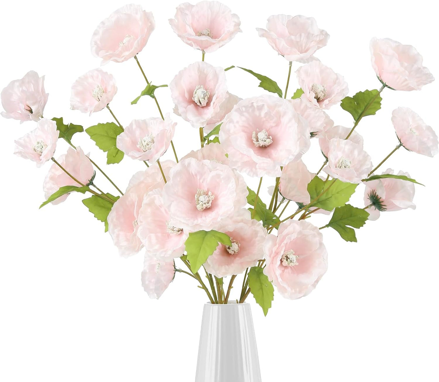 30 Heads 6 PCS Orange Poppy Flowers Artificial Flowers Silk Flowers 32 in Poppy Flowers for Wedding Home Party Table Centerpiece Arrangement Decoration (Orange)