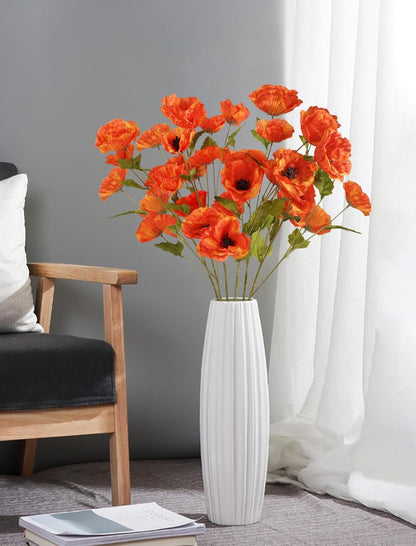 30 Heads 6 PCS Orange Poppy Flowers Artificial Flowers Silk Flowers 32 in Poppy Flowers for Wedding Home Party Table Centerpiece Arrangement Decoration (Orange)