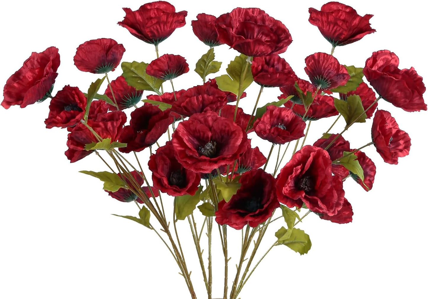 30 Heads 6 PCS Orange Poppy Flowers Artificial Flowers Silk Flowers 32 in Poppy Flowers for Wedding Home Party Table Centerpiece Arrangement Decoration (Orange)