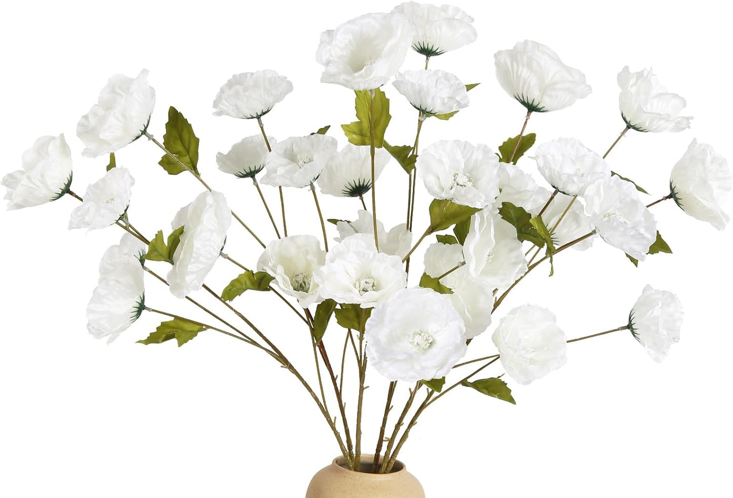 30 Heads 6 PCS Orange Poppy Flowers Artificial Flowers Silk Flowers 32 in Poppy Flowers for Wedding Home Party Table Centerpiece Arrangement Decoration (Orange)