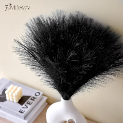 50PCS Brown&White Pampas Grass, 17in Fluffy Boho Feathers Decor