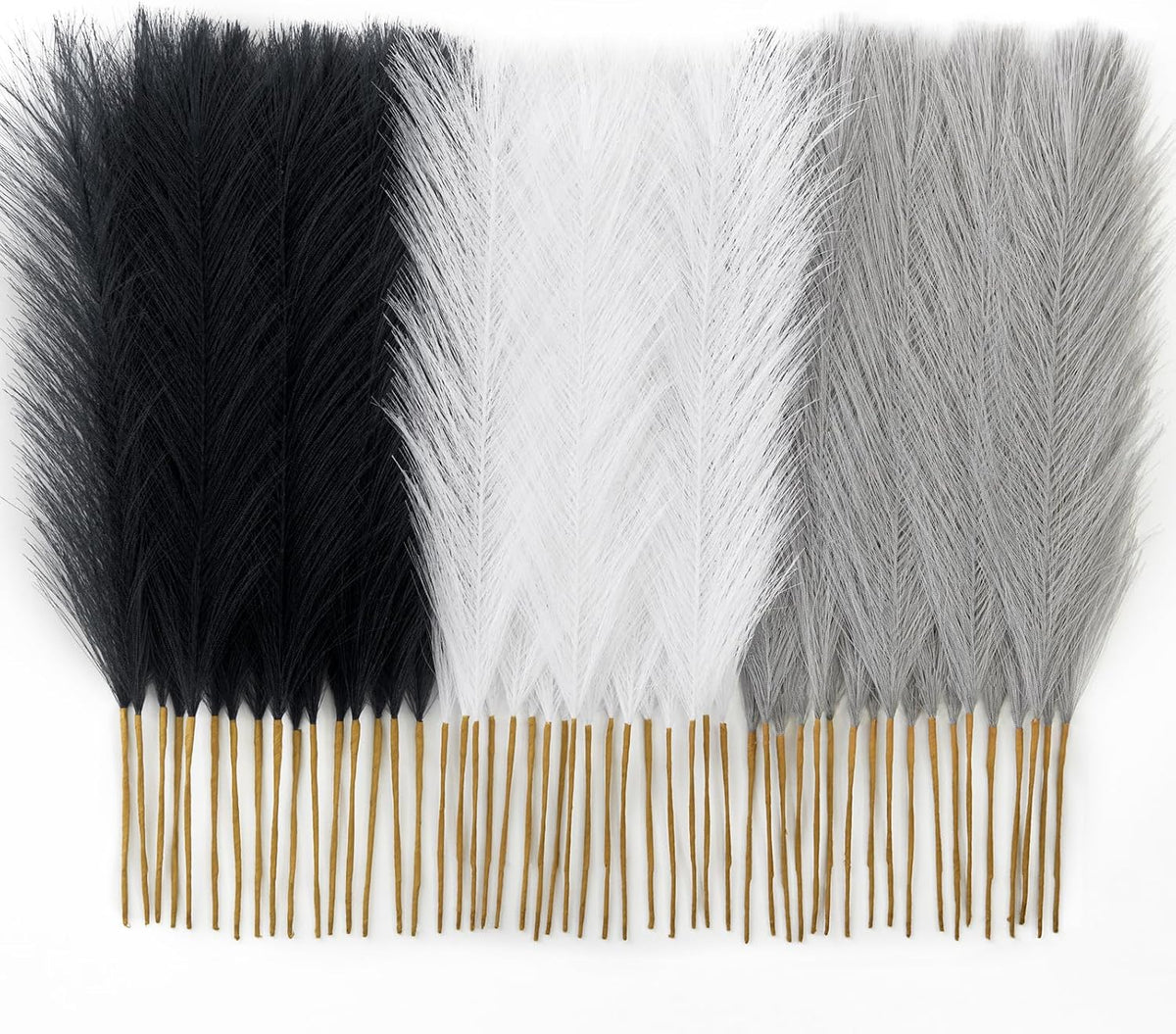 50PCS Brown&White Pampas Grass, 17in Fluffy Boho Feathers Decor
