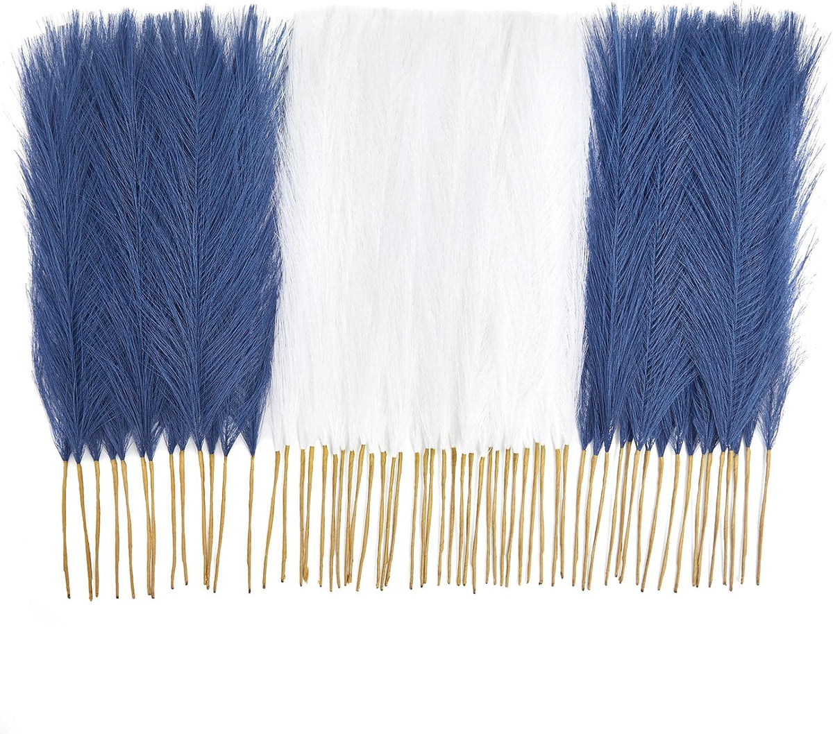 50PCS Brown&White Pampas Grass, 17in Fluffy Boho Feathers Decor
