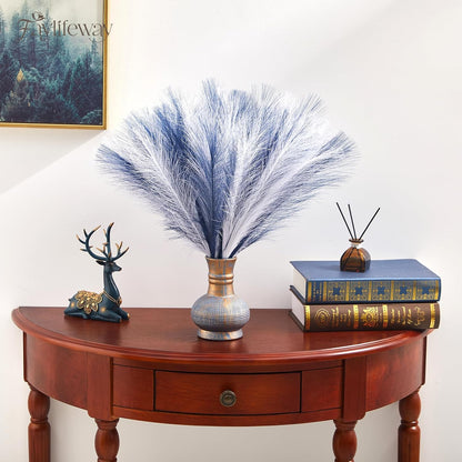 50PCS Brown&White Pampas Grass, 17in Fluffy Boho Feathers Decor