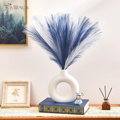 50PCS Brown&White Pampas Grass, 17in Fluffy Boho Feathers Decor