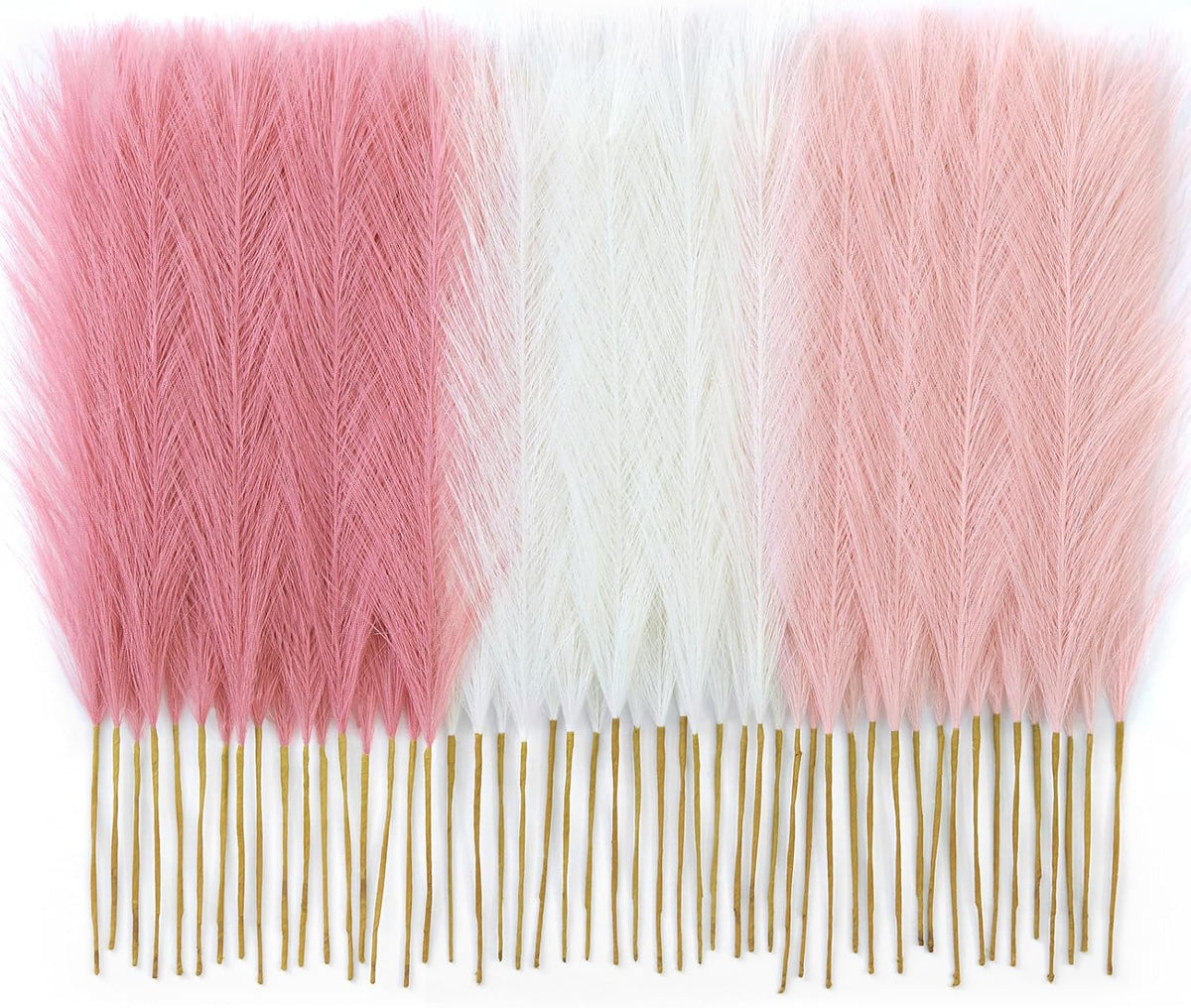 50PCS Brown&White Pampas Grass, 17in Fluffy Boho Feathers Decor