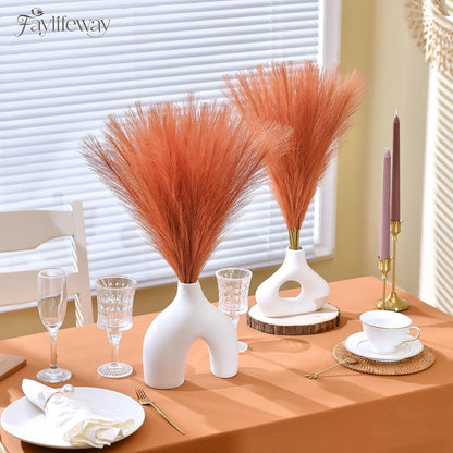 50PCS Brown&White Pampas Grass, 17in Fluffy Boho Feathers Decor