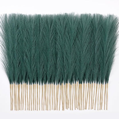 50PCS Brown&White Pampas Grass, 17in Fluffy Boho Feathers Decor