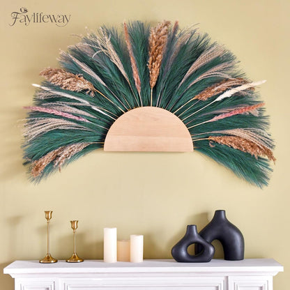 50PCS Brown&White Pampas Grass, 17in Fluffy Boho Feathers Decor