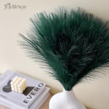 50PCS Brown&White Pampas Grass, 17in Fluffy Boho Feathers Decor