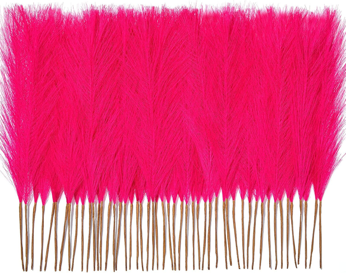 50PCS Brown&White Pampas Grass, 17in Fluffy Boho Feathers Decor