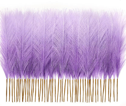 50PCS Brown&White Pampas Grass, 17in Fluffy Boho Feathers Decor