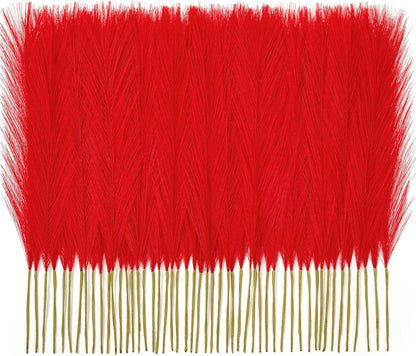50PCS Brown&White Pampas Grass, 17in Fluffy Boho Feathers Decor
