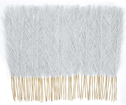 50PCS Brown&White Pampas Grass, 17in Fluffy Boho Feathers Decor