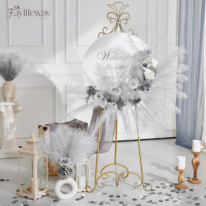 50PCS Brown&White Pampas Grass, 17in Fluffy Boho Feathers Decor