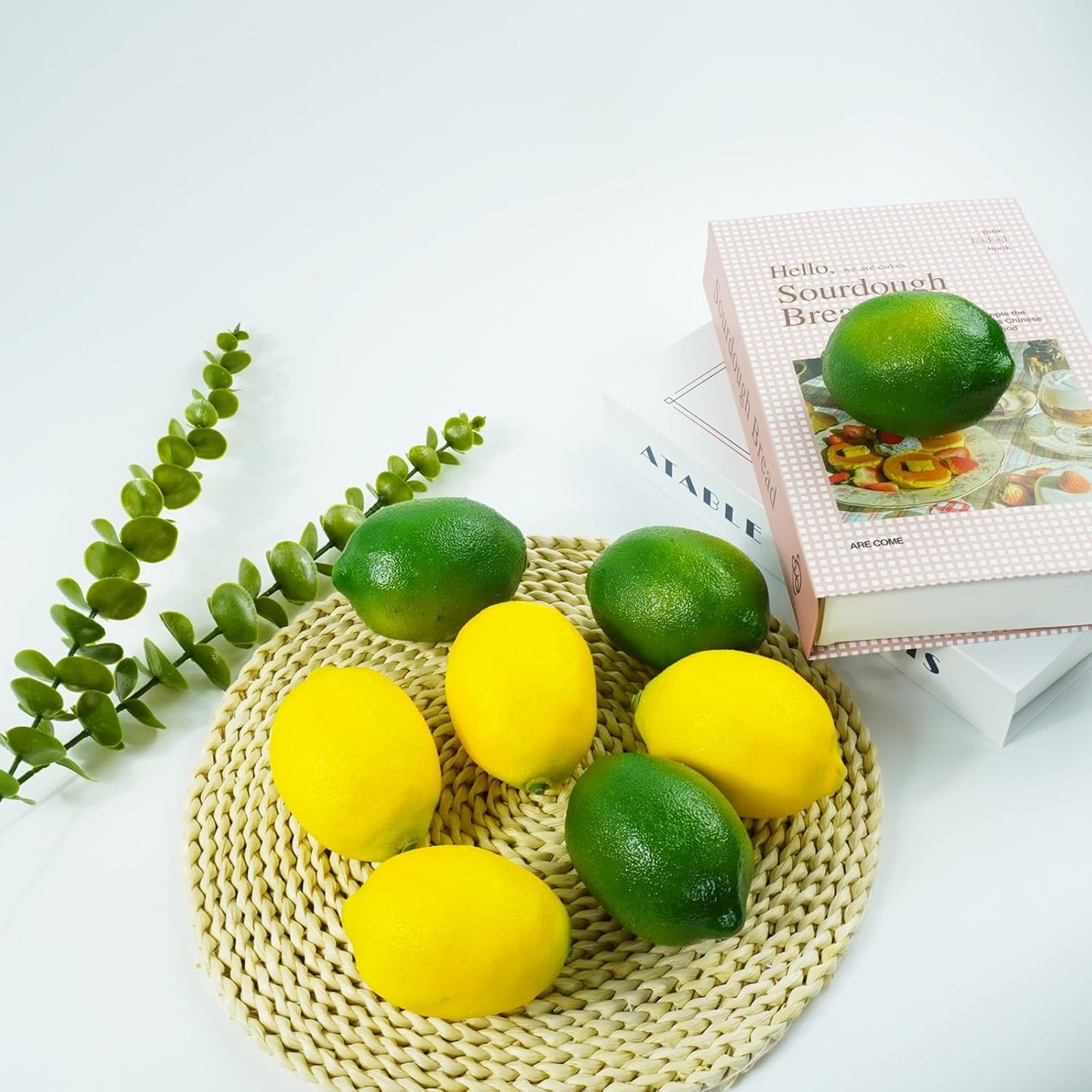 2Pcs Artificial Lemon Vines,Single Fake Lemon Vine is 78.7 Inches Long,Leaf 6.1 Inches,Faux Fruit Vine Garlands with Lemon for Room Door Wall Mantle Wedding Party Table Garden Decorations