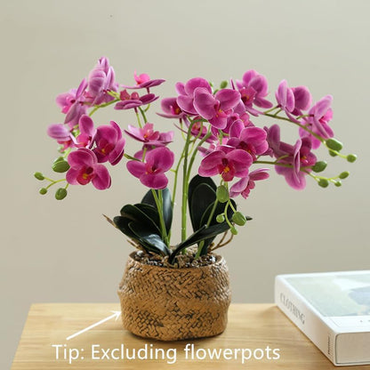 6 Branch Artificial Orchid Stems with Leaves,15” Real Touch Dancing Orchid Flower,Fake Plants Phalaenopsis for Wreaths Wedding Centerpiece Floral Arrangement Porch Summer Cemetery Decor (Rose Pink)