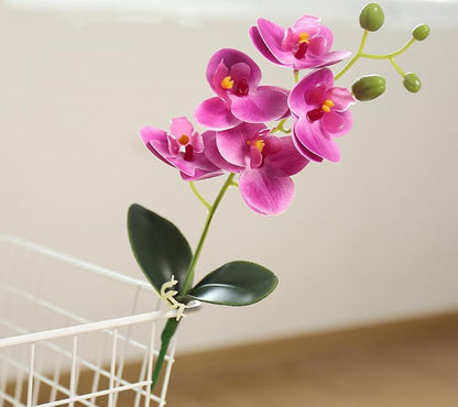 6 Branch Artificial Orchid Stems with Leaves,15” Real Touch Dancing Orchid Flower,Fake Plants Phalaenopsis for Wreaths Wedding Centerpiece Floral Arrangement Porch Summer Cemetery Decor (Rose Pink)